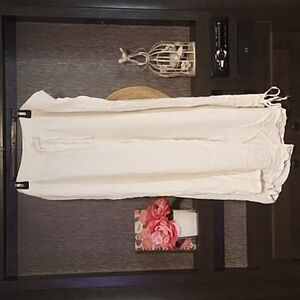 Signature Studio Wide Leg Pants White Elastic Waist Braided Ankle Detail…